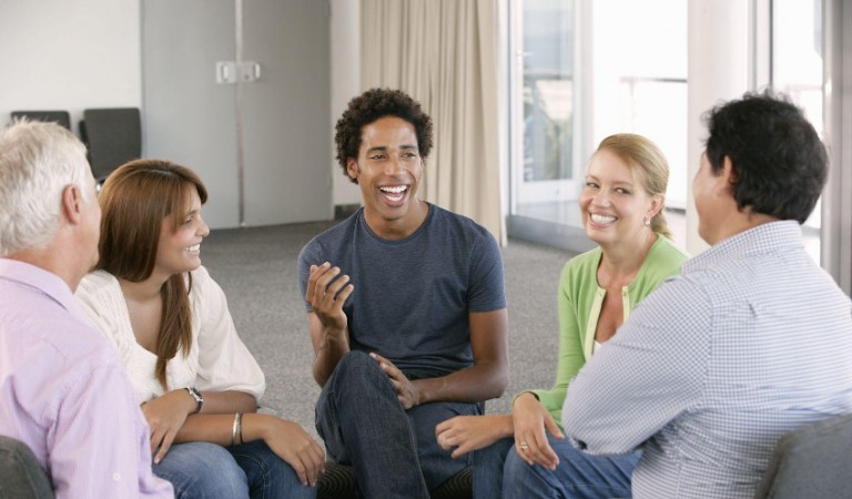 group of people talking